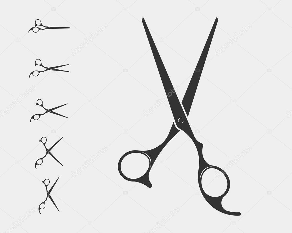 Set hair cut scissor icon. Scissors vector design element or log