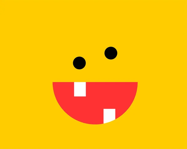 Emoji sorriso ícone vetor símbolo no fundo amarelo. Cara sorridente — Vetor de Stock