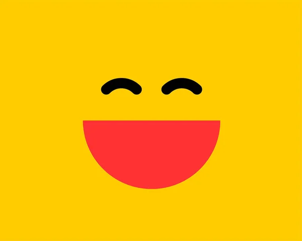 Emoji sonrisa icono símbolo vectorial sobre fondo amarillo. Cara sonriente — Vector de stock