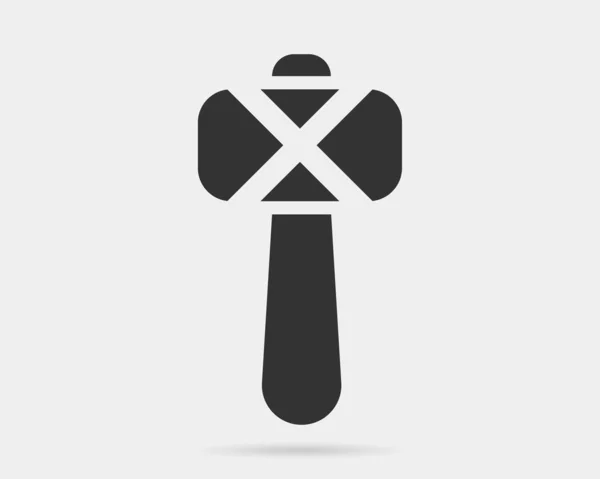 Ikona młotka wektor czarno-biała sylwetka. Symbol narzędzia Isola — Wektor stockowy