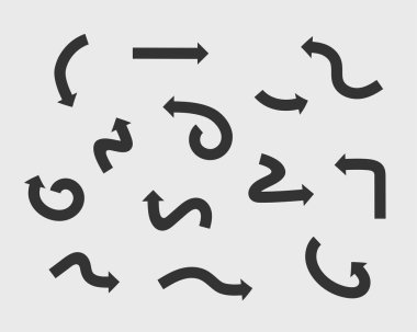 Koleksiyon oklar vektör arka plan siyah ve beyaz semboller. Dıf