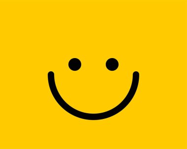Sarı arka planda emoji gülümseme simgesi vektör sembolü. Gülen yüz