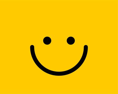 Sarı arka planda emoji gülümseme simgesi vektör sembolü. Gülen yüz