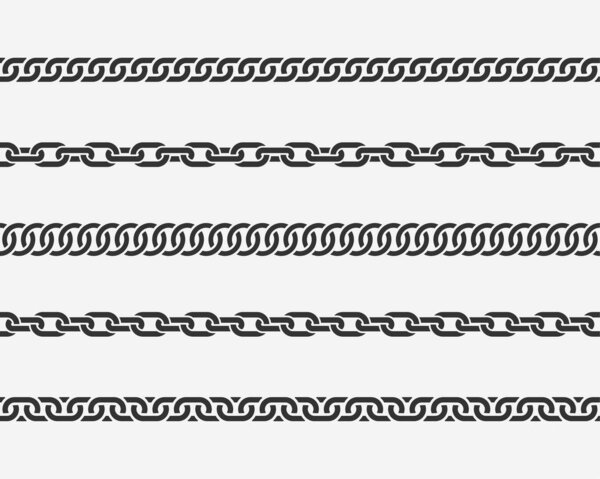 Установить бесшовное звено цепи. Различные цепи силуэт черный и w
