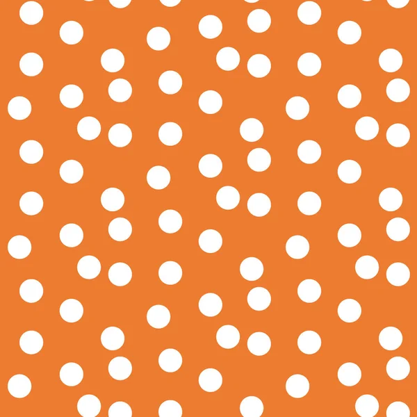 Fondo naranja dispersos puntos polka patrón sin costuras — Archivo Imágenes Vectoriales