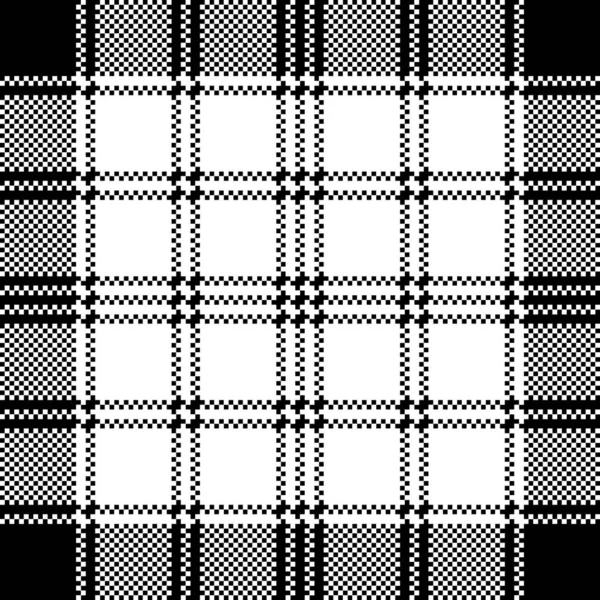 Pixel monochrome plaid seamless pattern — Stock Vector