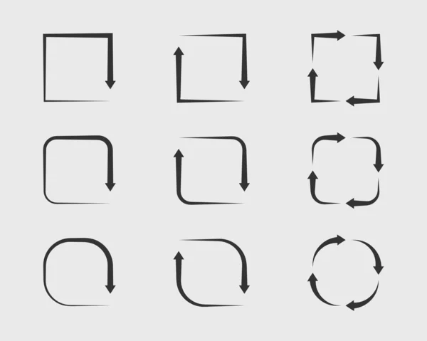 Collection flèches fond vectoriel noir et blanc symboles. Dif — Image vectorielle