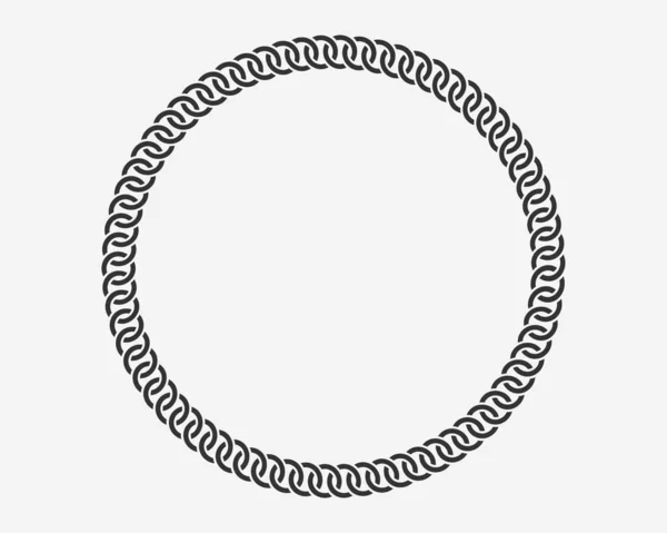 纹理链圆形框架。圆形边框链剪影黑色 — 图库矢量图片