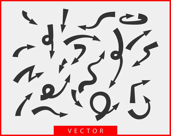 Collection arrows vector background black and white symbols. Dif — Stock Vector