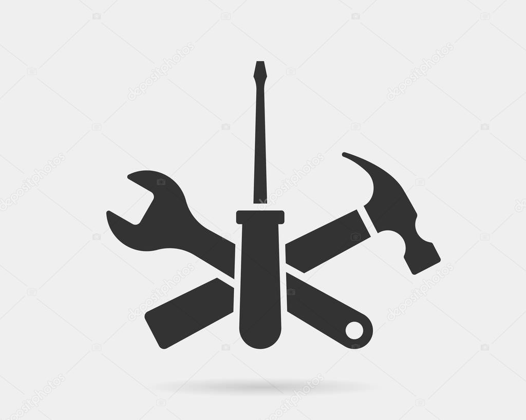 Tools vector wrench icon. Spanner logo design element. Key tool isolated on white background