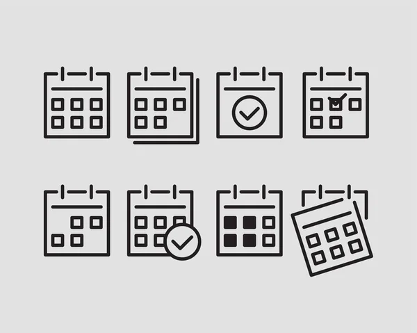 Set calendar icons vector flat line design — Stock Vector