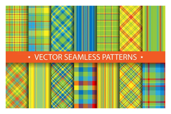 Set plaid pattern seamless. Tartan patterns fabric texture. Chec — Stock Vector
