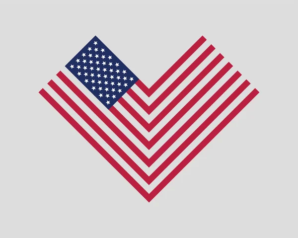 Coeur amour USA drapeau vecteur. Style moderne États-Unis d'Amérique — Image vectorielle