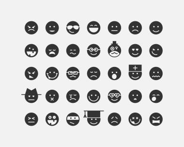 Büyük set gülümsüyor yüzleri. Toplama gülümseme simgesi vektör sembolü. Gülümseme