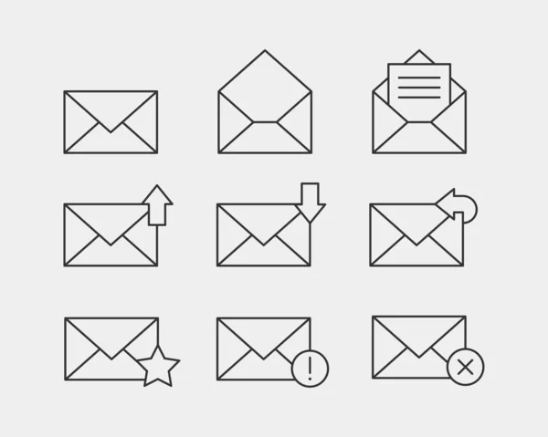 Définir envelopper la lettre des icônes. Modèle vectoriel d'icône d'enveloppe. Courrier — Image vectorielle