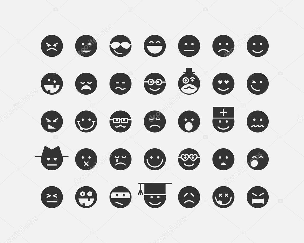 Big set smiles faces. Collection smile icon vector symbol. Smile