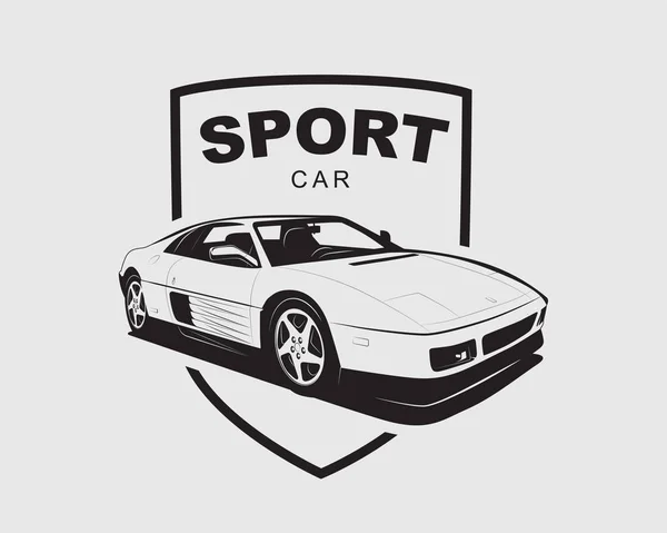 Supercar vektor logotyp. Sportbil etikett. Auto garage symbol blommor — Stock vektor