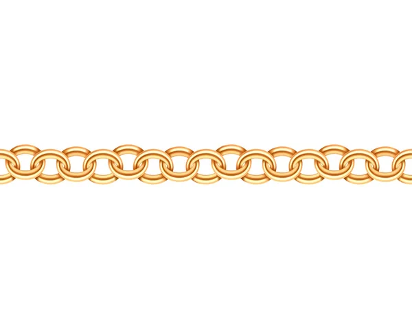 Golden chain seamless texture. Realistic gold chains link isolat — Stock Vector