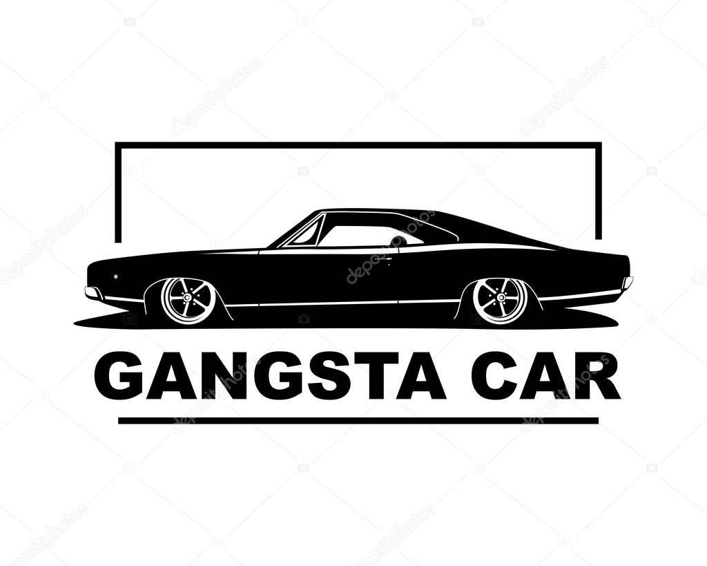 American muscle car vector illustration. Vintage gangsta style l