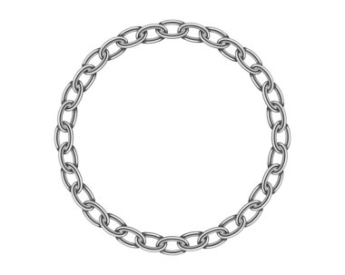 Gerçekçi metal daire çerçeve zinciri dokusu. Gümüş renk yuvarlak c