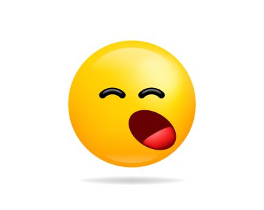 Emoji gülümseme simgesi vektör sembolü. Uyku Gülen yüz sarı karikatür
