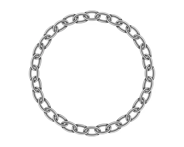 Realistická textura řetězu s kovovým kroužkem. Kulatá stříbrná barva c — Stockový vektor