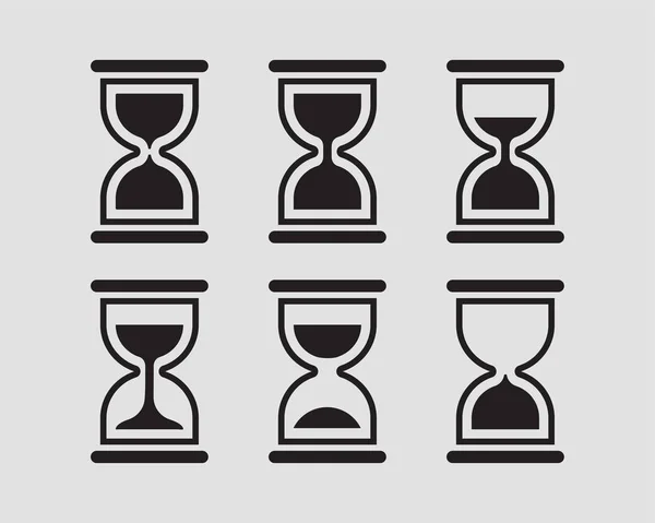 Set reloj de arena vector de diseño plano. Iconos de vidrio de arena. Concepto de tiempo — Vector de stock