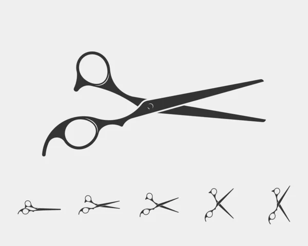 Conjunto de corte de pelo tijera icono. Tijeras vector elemento de diseño o registro — Archivo Imágenes Vectoriales