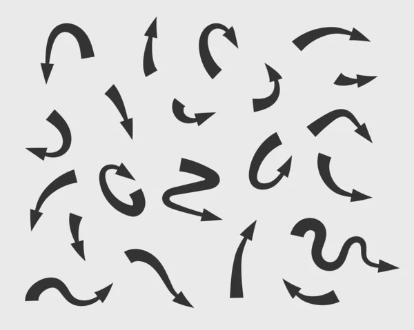 Collection flèches fond vectoriel noir et blanc symboles. Dif — Image vectorielle