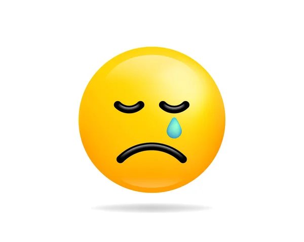 Emoji sonrisa icono símbolo vectorial. Cara llorando amarillo caricatura chara — Vector de stock