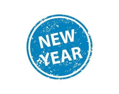 New year stamp vector texture. Rubber cliche imprint. Web or pri