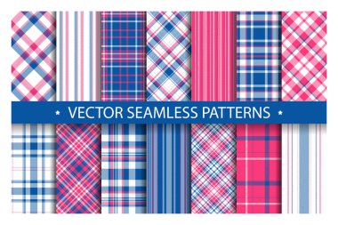 Tartan desensiz ekose taşıyıcı ayarladı. Geometrik arkaplan f