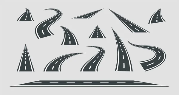 Set street and road vector template isolated on background. — Stok Vektör