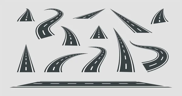 Set street and road vector template isolated on background.