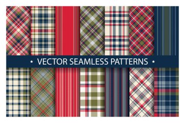 Tartan desensiz ekose taşıyıcı ayarladı. Geometrik arkaplan f