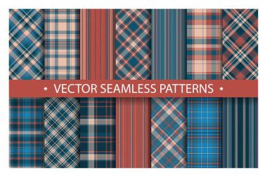 Tartan desensiz ekose taşıyıcı ayarladı. Geometrik arkaplan f