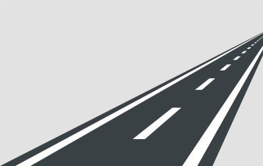 Straight road vector template isolated on background.