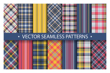 Tartan desensiz ekose taşıyıcı ayarladı. Geometrik arkaplan f