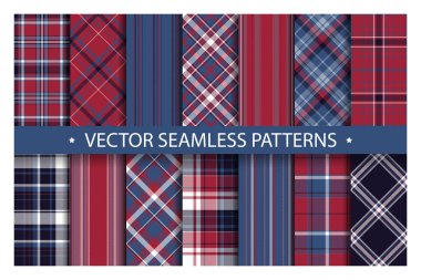 Tartan desensiz ekose taşıyıcı ayarladı. Geometrik arkaplan f