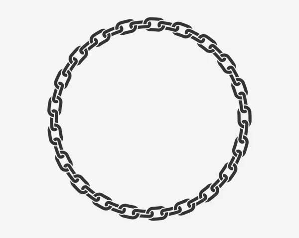 Chaîne de texture cadre rond. Circle bordure chaînes silhouette noir — Image vectorielle
