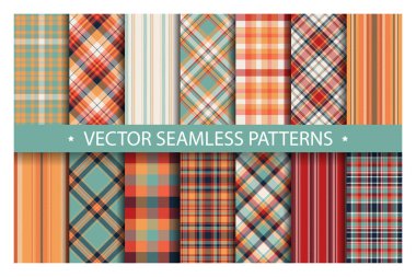 Tartan desensiz ekose taşıyıcı ayarladı. Geometrik arkaplan f