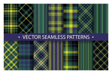 Set plaid pattern seamless. Tartan patterns fabric texture. Chec clipart