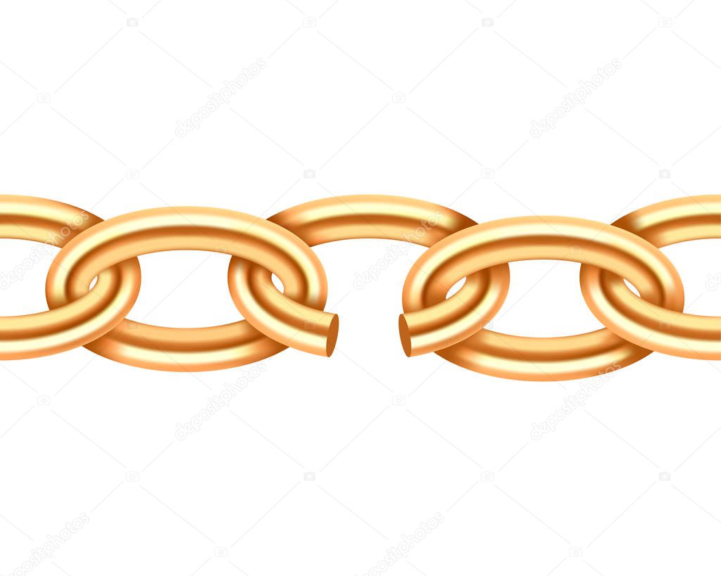 Realistic gold broken chain texture. Yellow color demage chains 