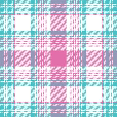 Bebek mavisi, pembe, pastel, ekoseli, pürüzsüz desen. Vektör illüstrasyonu.
