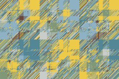 Modern arıza geçmişi. Renkli geometrik soyut model vektörü. Hasar çizgileri duvar kağıdını etkiler. Grunge desenli ekose..