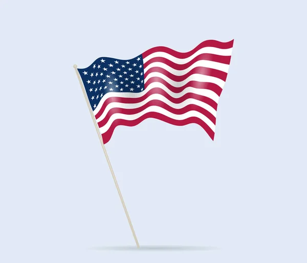 Bandera Estados Unidos Asta Bandera Ondeando Viento Ilustración Vectorial — Vector de stock