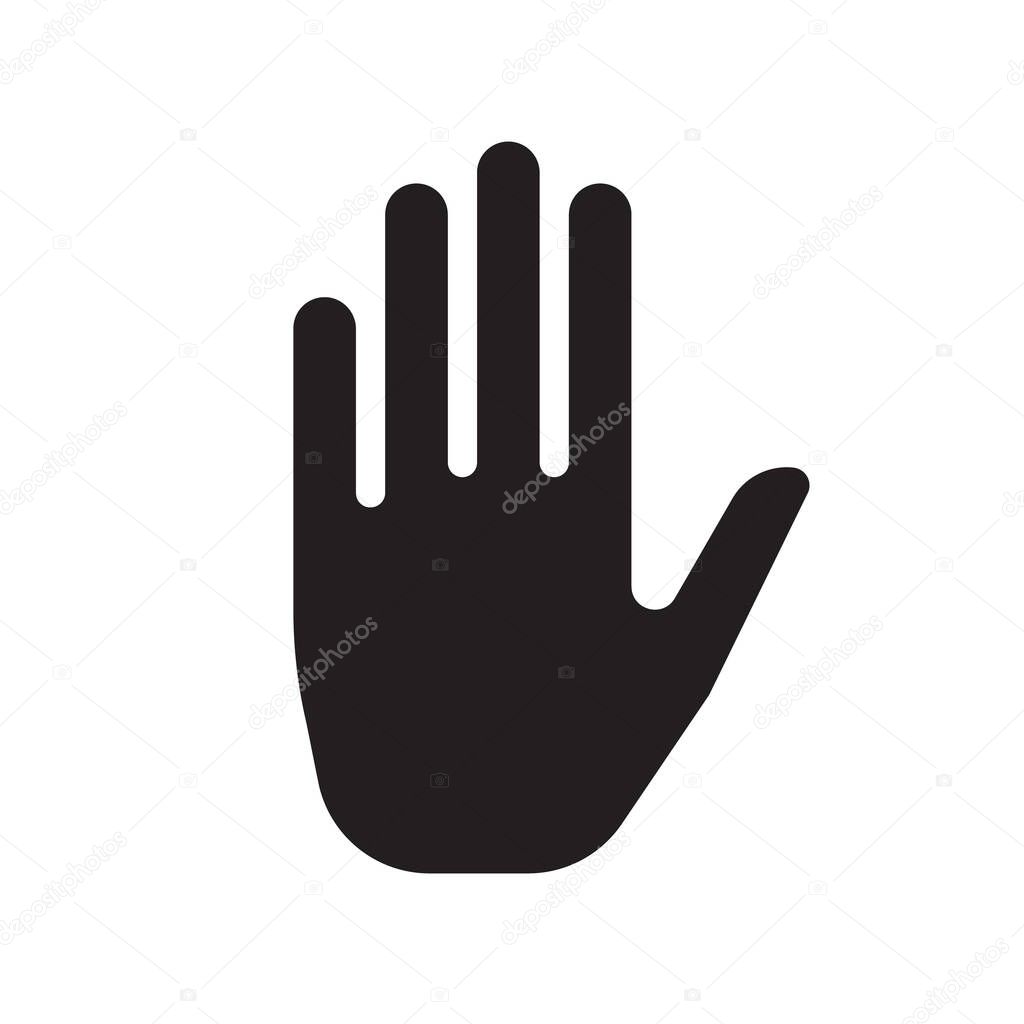 Sign male palm black and white silhouette. Vector illustration.