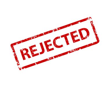 Reddedilmiş pul vektör dokusu. Lastik klişe damga. İşaret, etiket, etiket için web ya da yazdırma tasarımı ögesi