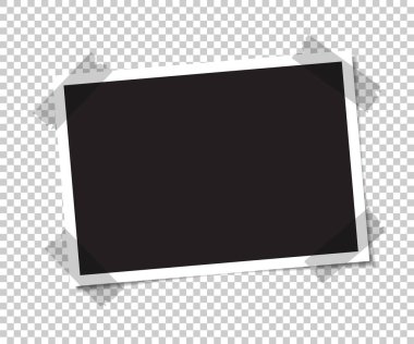 Gölgesi olan boş bir fotoğraf bantla yapıştırılır. Vektör illüstrasyonu.