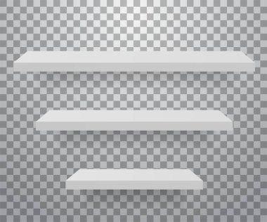 Farklı beyaz mobilya rafları. Vektör illüstrasyonu